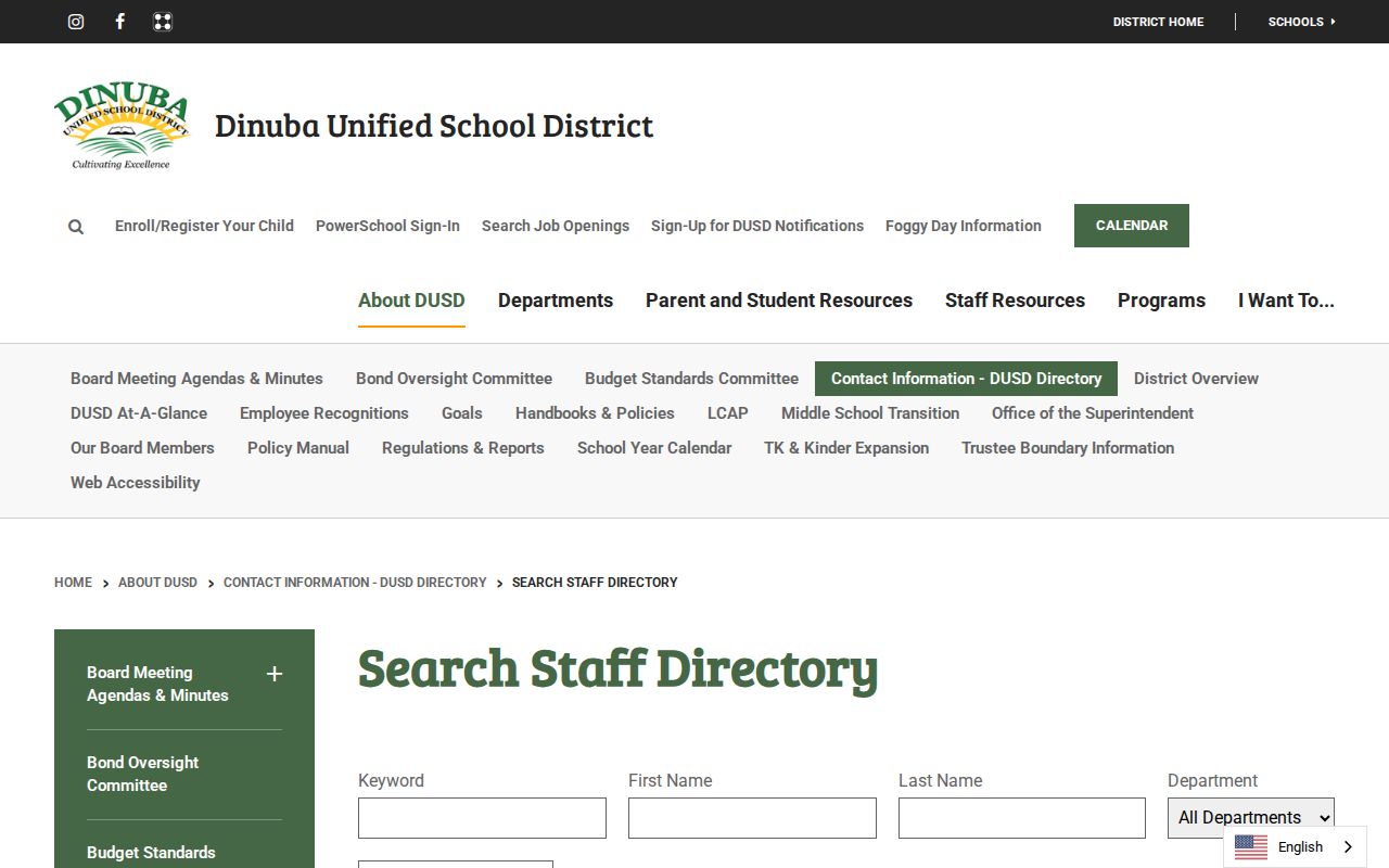 Dinuba people directories DUSD staff directory search